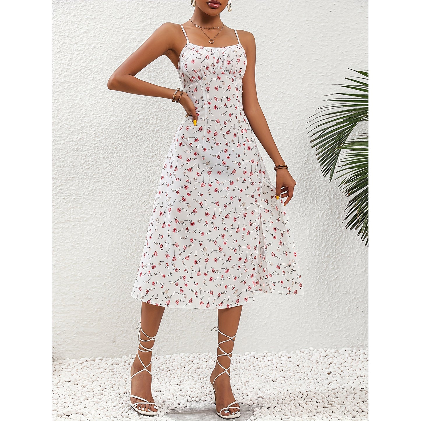 Robe Salopette Imprimé Pois Été | Fendue Confort Léger | Ligne Élégance