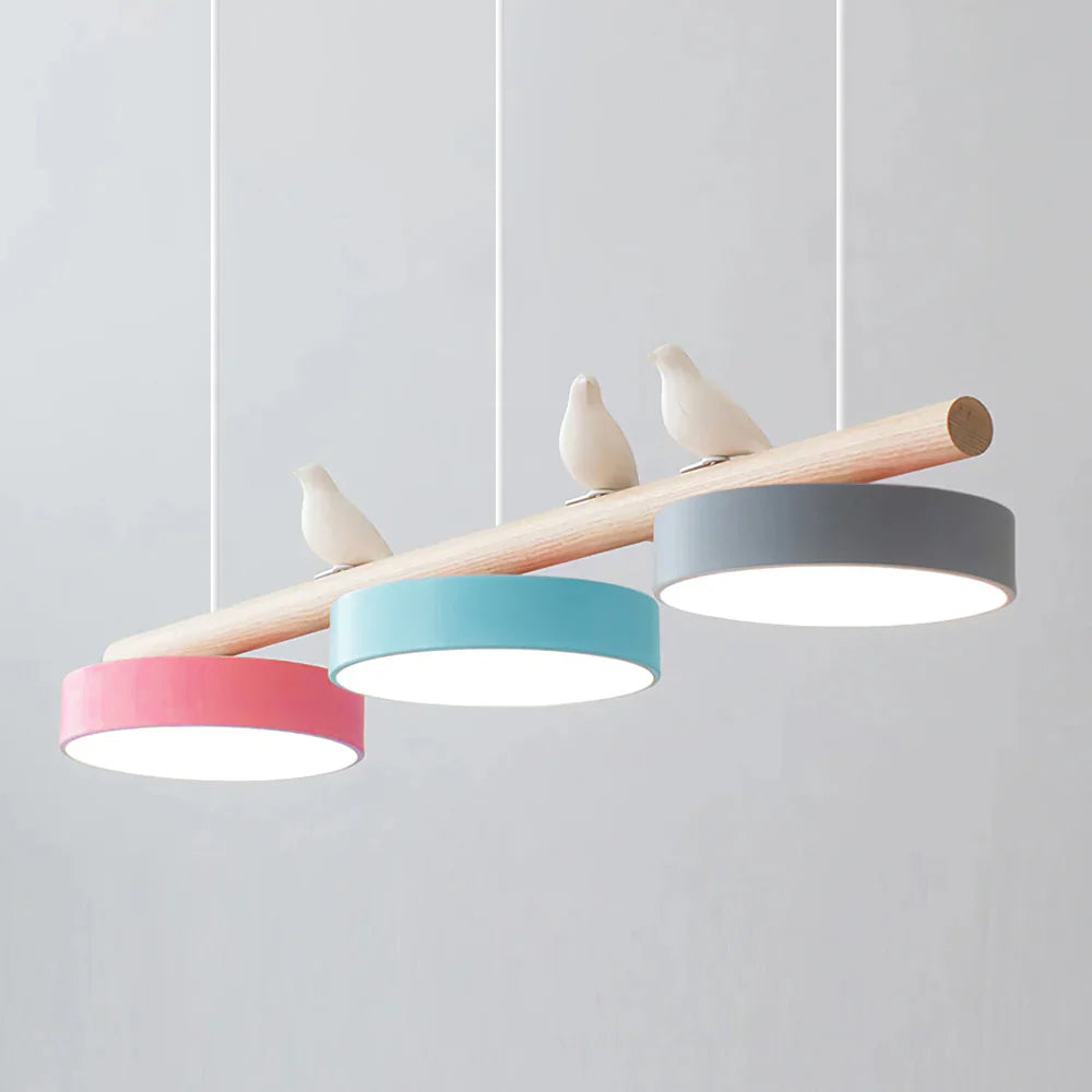 Oiseau Suspension Métal-Bois | LED Intégrée, Ampoule Incluse | Série Atelier