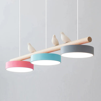 Oiseau Suspension Métal-Bois | LED Intégrée, Ampoule Incluse | Série Atelier