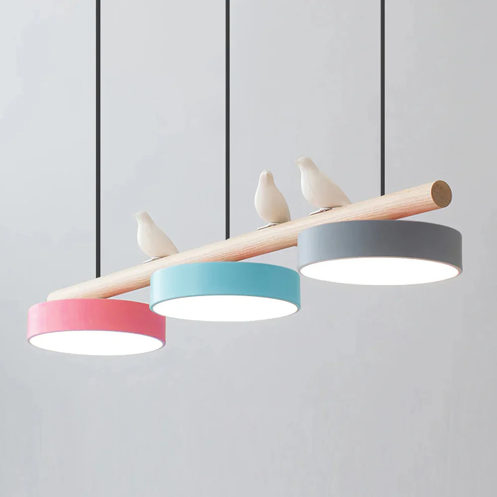 Oiseau Suspension Métal-Bois | LED Intégrée, Ampoule Incluse | Série Atelier