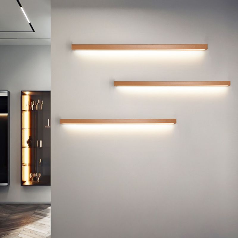 Applique Murale Linéaire Bois | LED Chaude, Montage Simple | Série Nordique