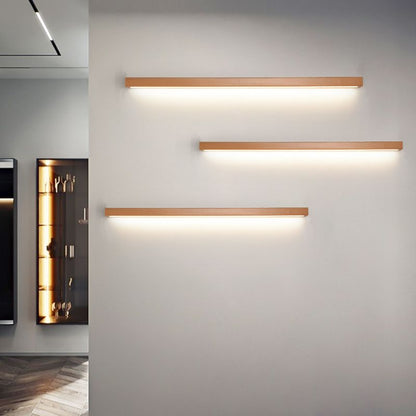Applique Murale Linéaire Bois | LED Chaude, Montage Simple | Série Nordique
