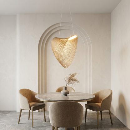 Lustre Suspension Bois ArtDéco | LED Intégré, Cordons Réglables | Série Atelier