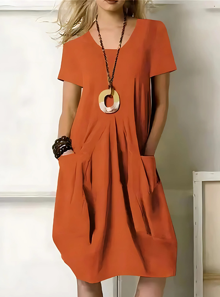 Robe Élégante Polyester | Confort Quotidien & Poches Pratiques | Ligne Couture