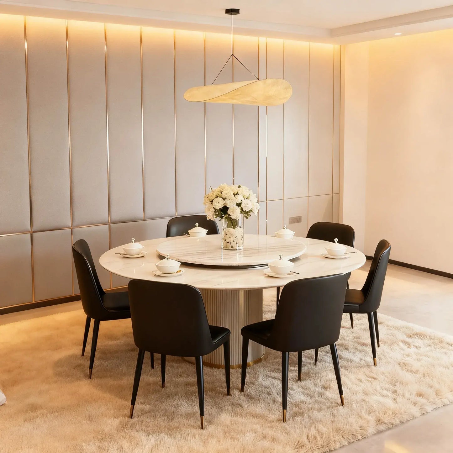 Lampe Suspension Art Déco Métal Blanc | LED SMD Intégrée | Chaîne Réglable