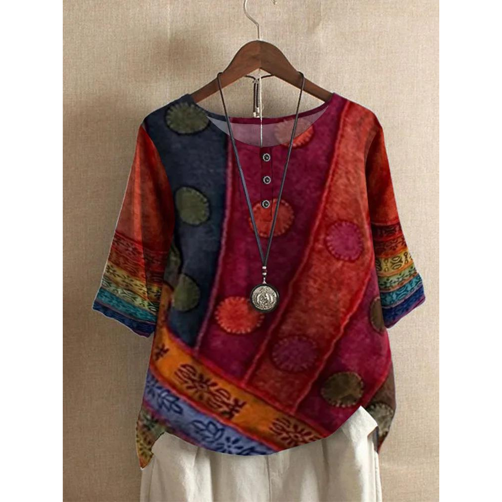 Haut Bohémien Patchwork | Respirant Léger | Série Kora Boho