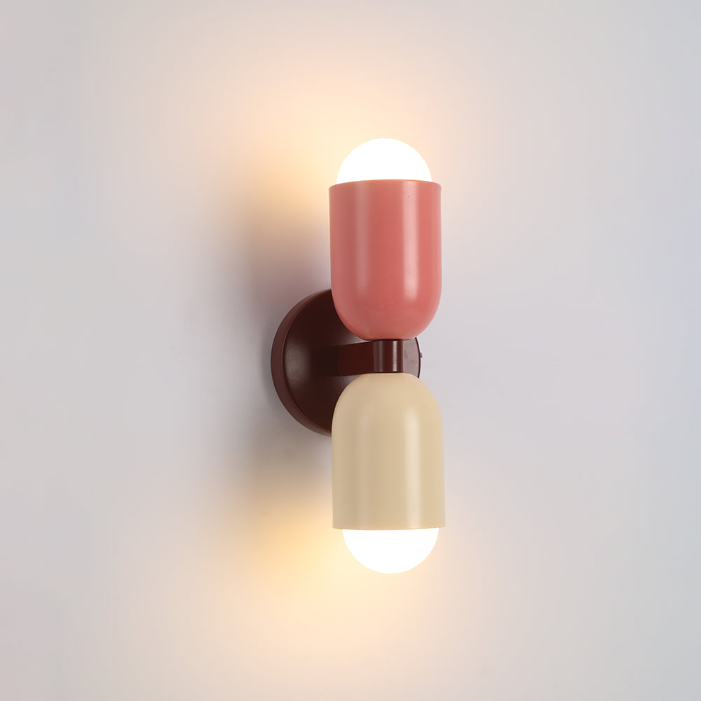 Applique Murale Bicolore Métal | Double Tête LED Ampoule Incluse | Ligne Coloris