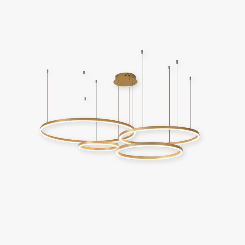 Suspension Anneau Moderne Métal Noir Doré | À Gradation | Câble Ajustable