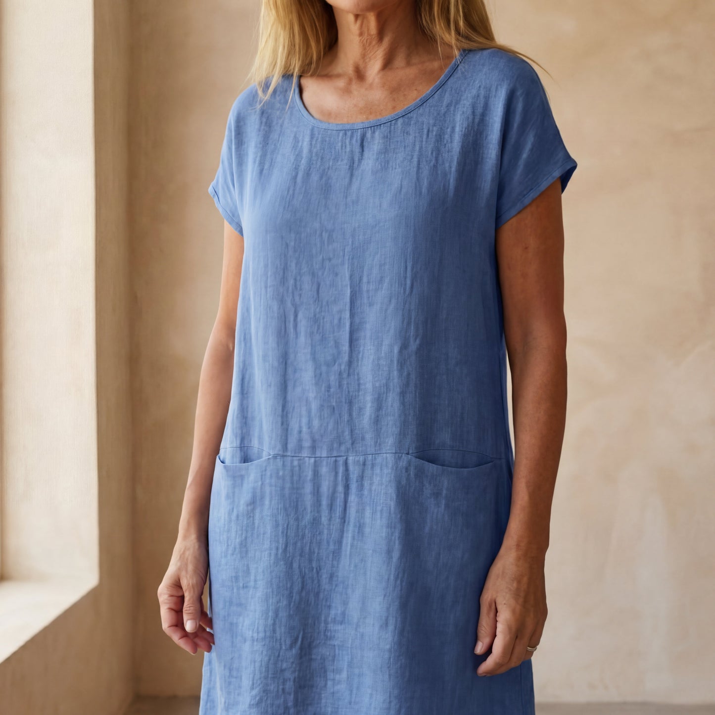 Robe Bohème | Coton | Manches Courtes Poches Avant | Série Bohème Moderne