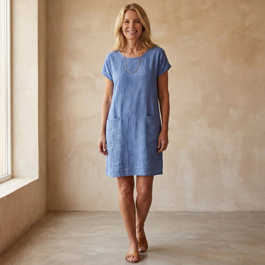 Robe Bohème | Coton | Manches Courtes Poches Avant | Série Bohème Moderne