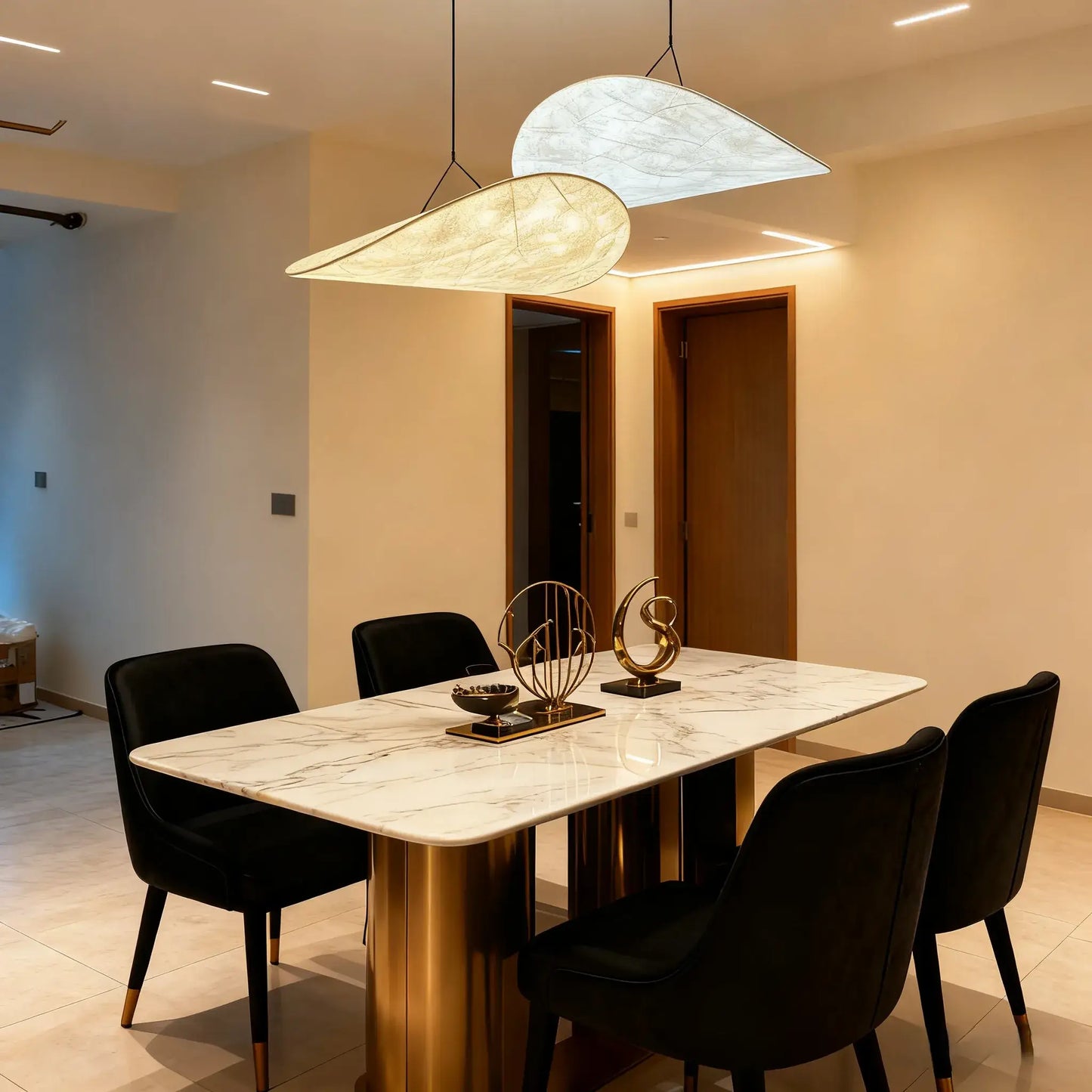 Lampe Suspension Art Déco Métal Blanc | LED SMD Intégrée | Chaîne Réglable