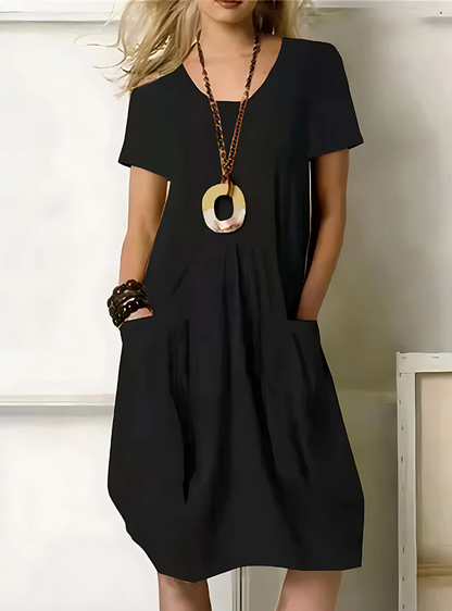 Robe Élégante Polyester | Confort Quotidien & Poches Pratiques | Ligne Couture
