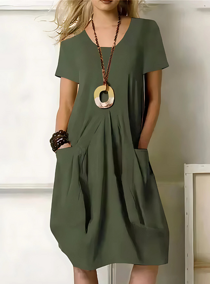 Robe Élégante Polyester | Confort Quotidien & Poches Pratiques | Ligne Couture