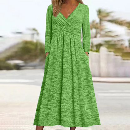 Robe Midi Élégante | Couverture du ventre intégrée, Tissu léger
