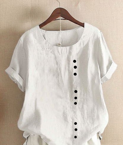 Blouse Lin Léger Ample | Boutons décoratifs Manches retroussées | SérieLumière