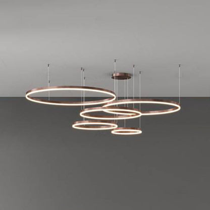 Suspension Anneau Moderne Métal Noir Doré | À Gradation | Câble Ajustable