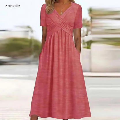 Robe Midi Élégante | Couverture du ventre intégrée, Tissu léger