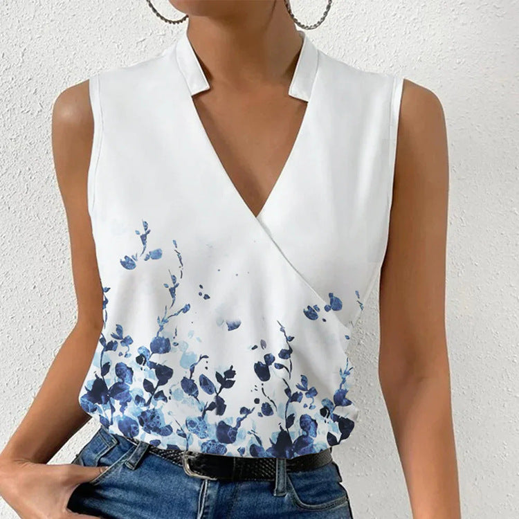 Imprimé Sans Manches T-shirt Lin de Bambou | Léger Respirant | Ligne Urbaine