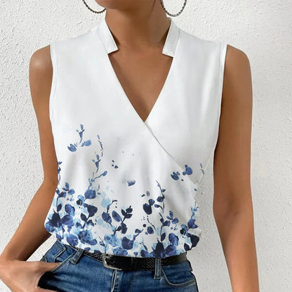 Imprimé Sans Manches T-shirt Lin de Bambou | Léger Respirant | Ligne Urbaine