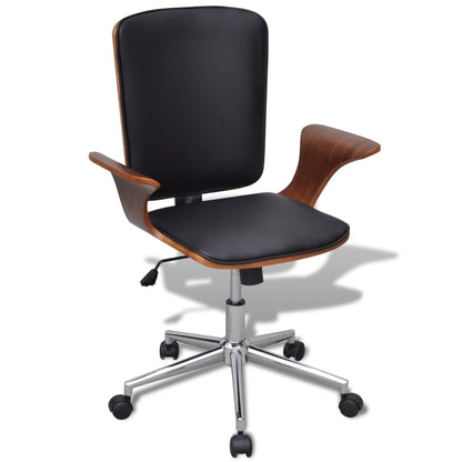 Chaise de Bureau Ergonomique en Bois Courbé avec Similicuir Doux | Design Contemporain pour Confort Optimal 1