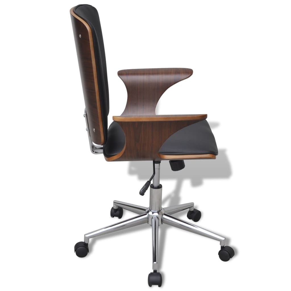 Chaise de Bureau Ergonomique en Bois Courbé avec Similicuir Doux | Design Contemporain pour Confort Optimal 3