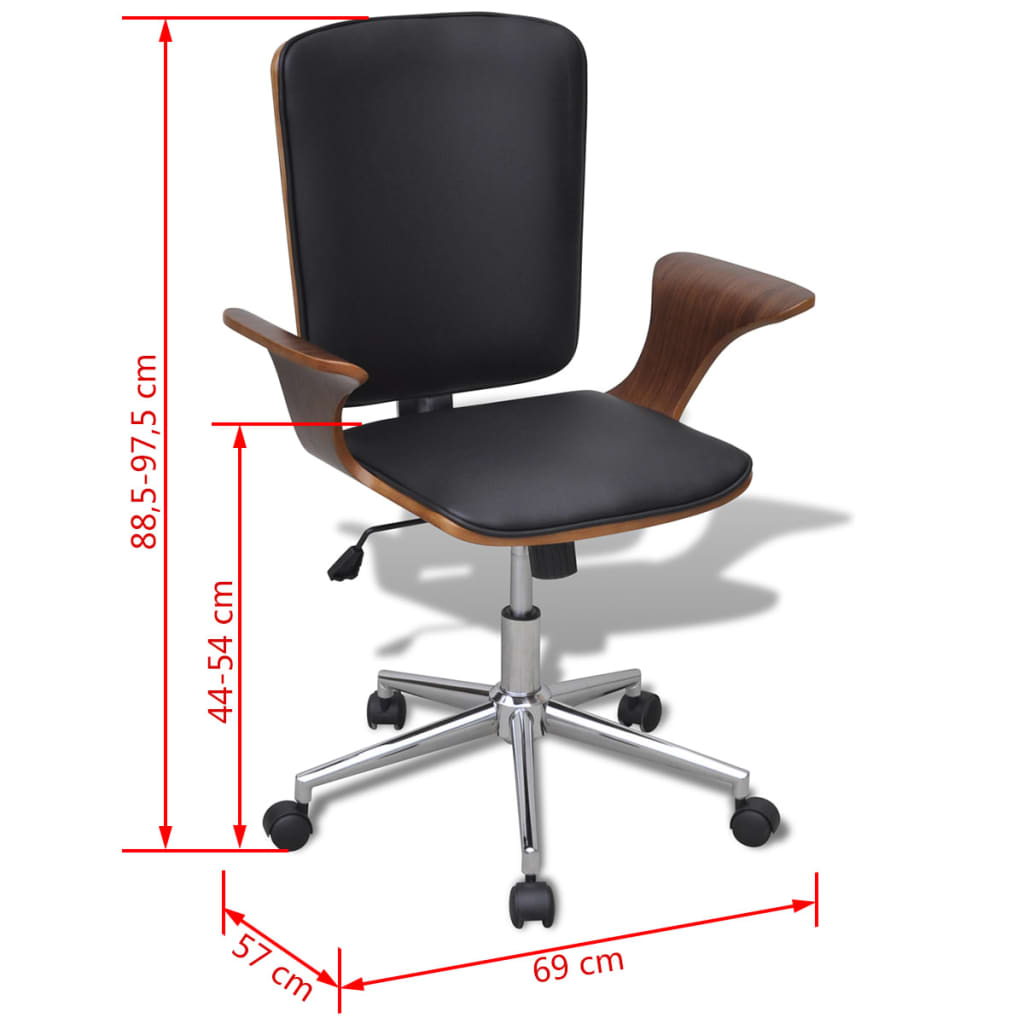 Chaise de Bureau Ergonomique en Bois Courbé avec Similicuir Doux | Design Contemporain pour Confort Optimal 5
