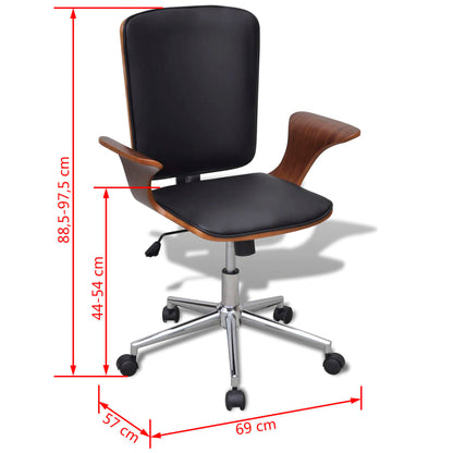 Chaise de Bureau Ergonomique en Bois Courbé avec Similicuir Doux | Design Contemporain pour Confort Optimal 5
