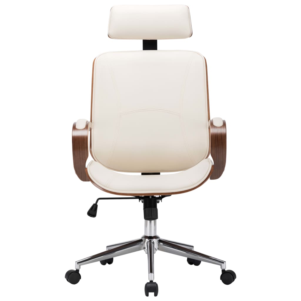 Chaise de Bureau Ergonomique en Similicuir Crème avec Dossier Soutien Lombaire | Design Contemporain pour Confort Optimal 2