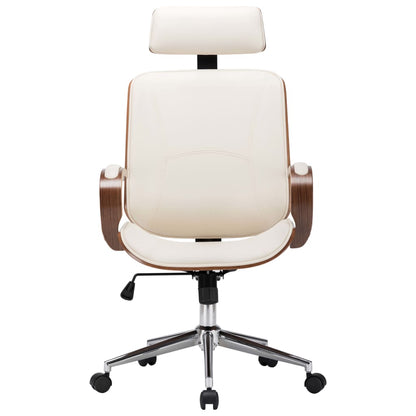 Chaise de Bureau Ergonomique en Similicuir Crème avec Dossier Soutien Lombaire | Design Contemporain pour Confort Optimal 2