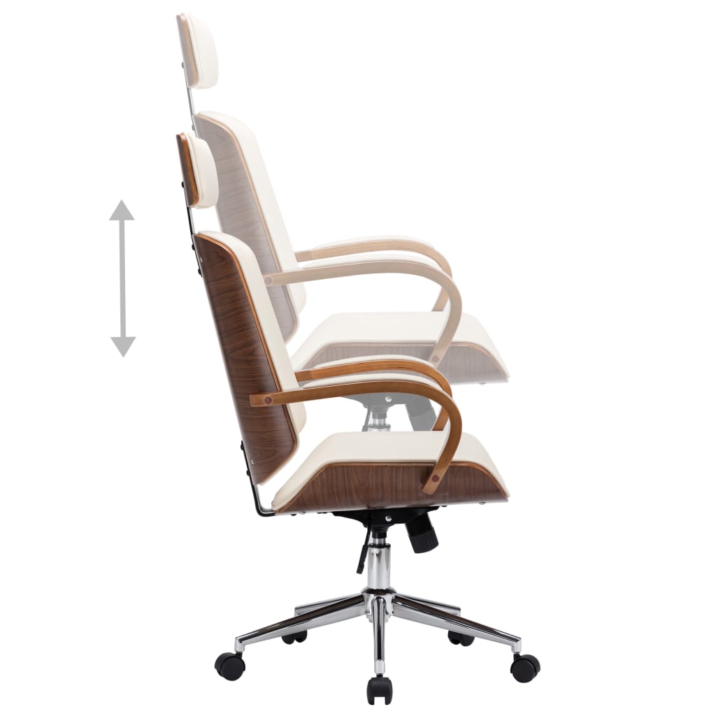 Chaise de Bureau Ergonomique en Similicuir Crème avec Dossier Soutien Lombaire | Design Contemporain pour Confort Optimal 4