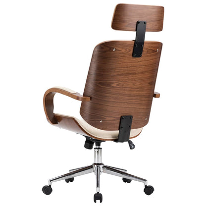 Chaise de Bureau Ergonomique en Similicuir Crème avec Dossier Soutien Lombaire | Design Contemporain pour Confort Optimal 5