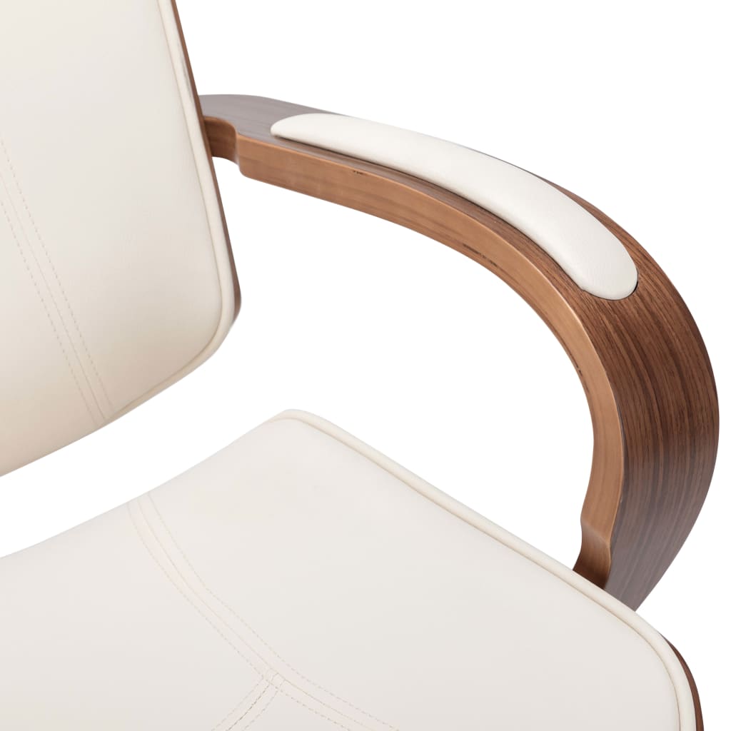 Chaise de Bureau Ergonomique en Similicuir Crème avec Dossier Soutien Lombaire | Design Contemporain pour Confort Optimal 6