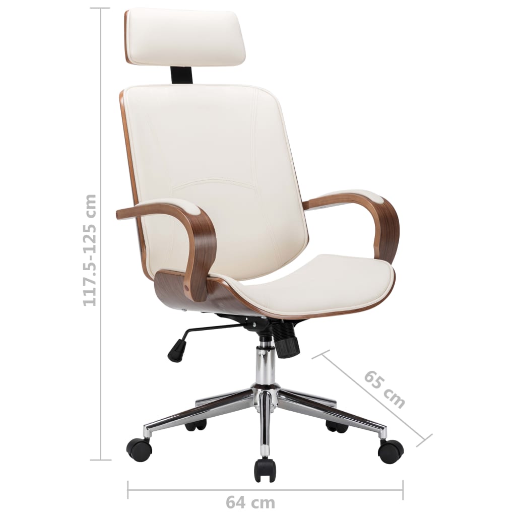 Chaise de Bureau Ergonomique en Similicuir Crème avec Dossier Soutien Lombaire | Design Contemporain pour Confort Optimal 7