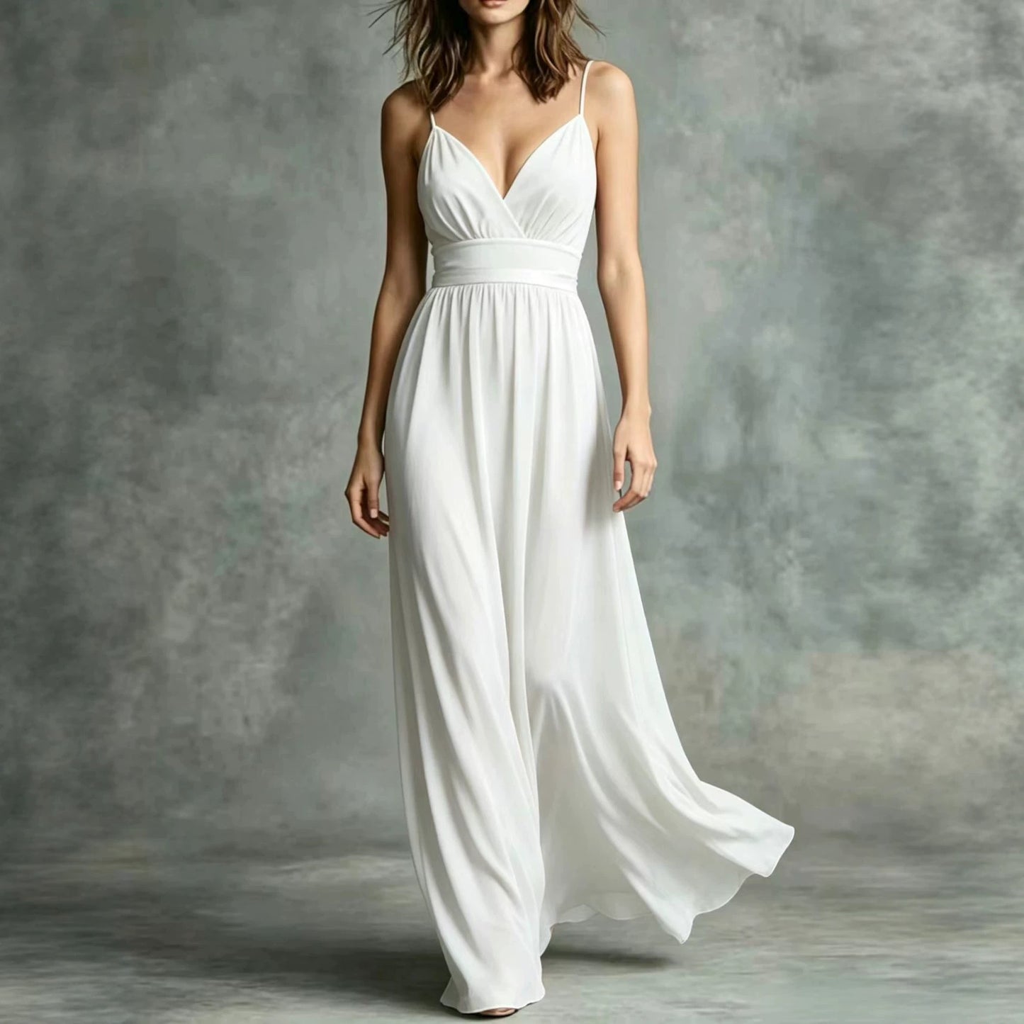 Robe Élégante Sans Manches Polyester | Taille Cintrée Ourlet Évasé | Ligne Chic