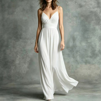 Robe Élégante Sans Manches Polyester | Taille Cintrée Ourlet Évasé | Ligne Chic