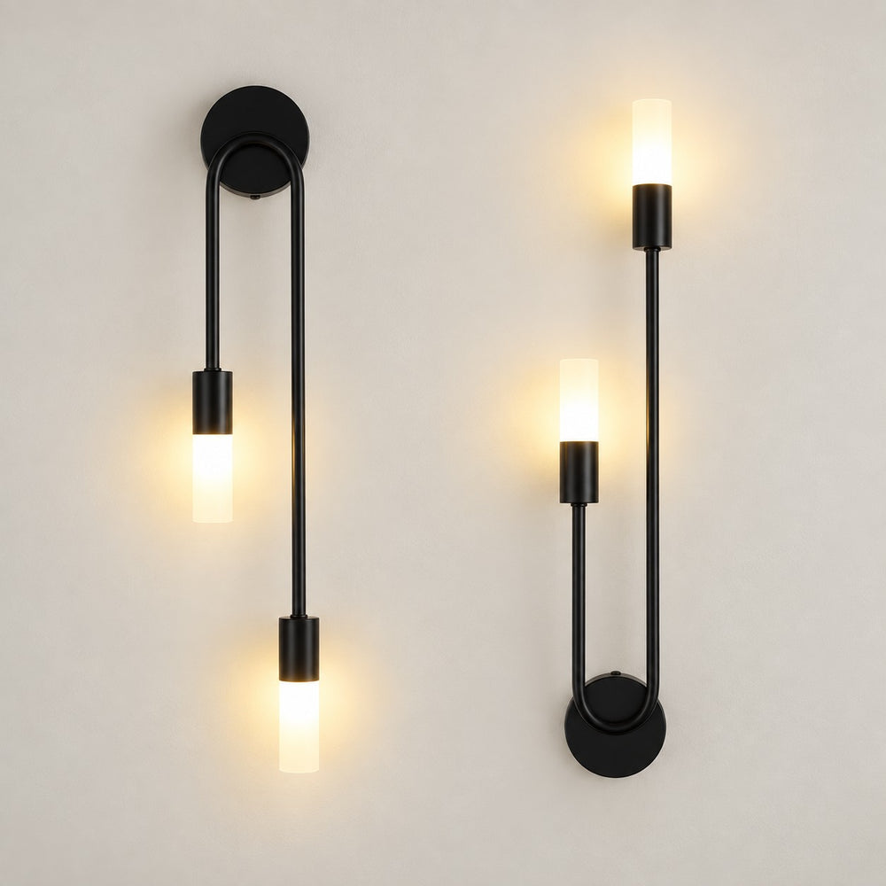 Applique noire — 2 pièces, miroir