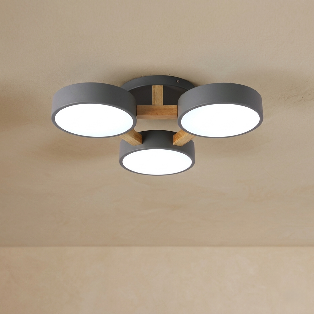 Lampe Plafond Ronde Métal | LED SMD Intégrée & Trois Têtes | Série Éclipse