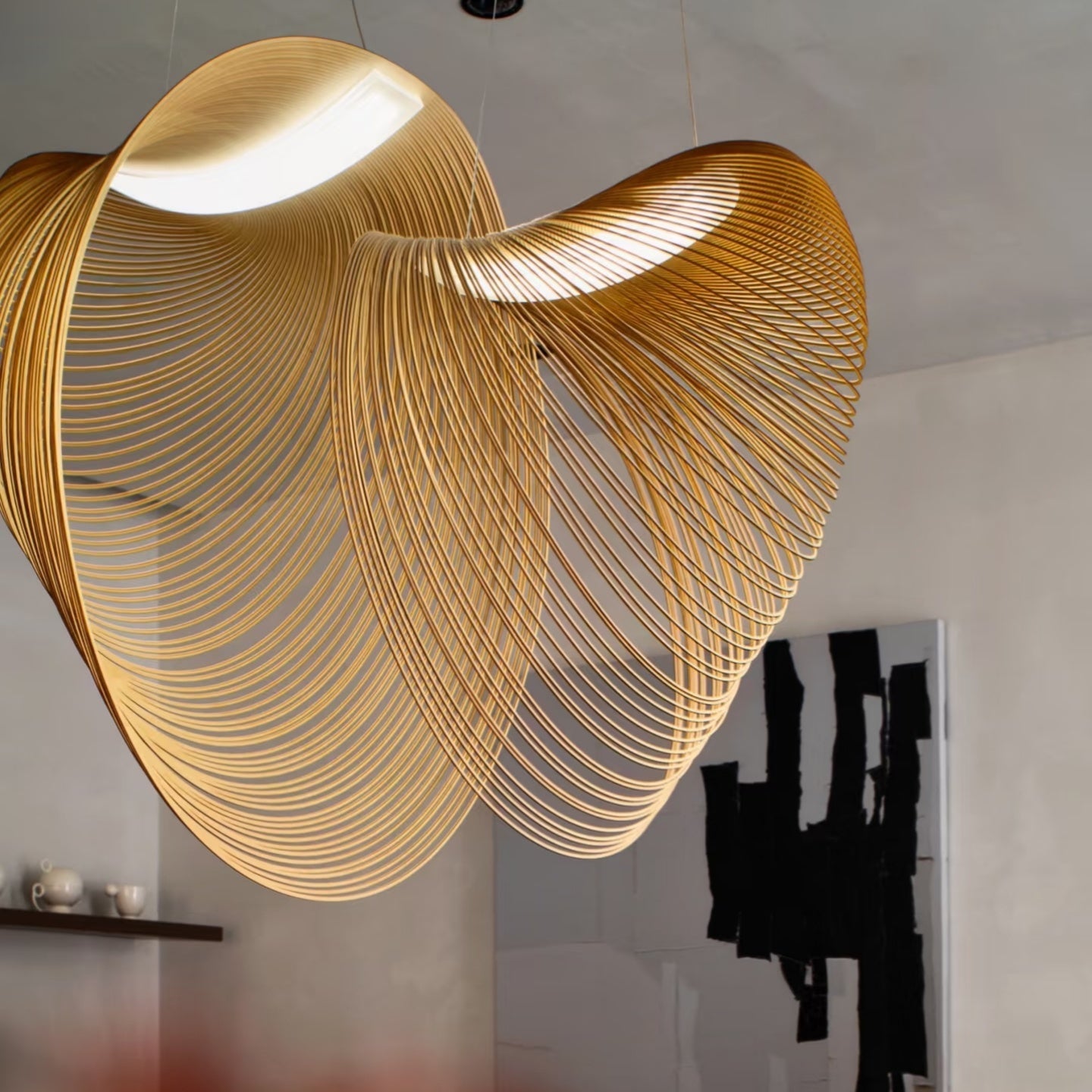 Lustre Suspension Bois ArtDéco | LED Intégré, Cordons Réglables | Série Atelier