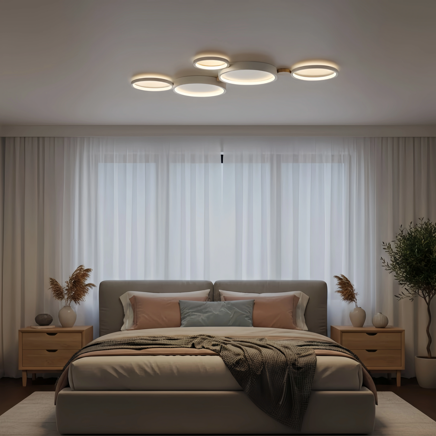 Plafonnier Rond Métal et Bois | LED Intégrée 3000K | Série Élégance