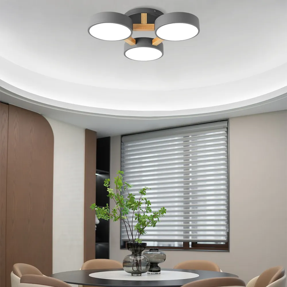 Lampe Plafond Ronde Métal | LED SMD Intégrée & Trois Têtes | Série Éclipse
