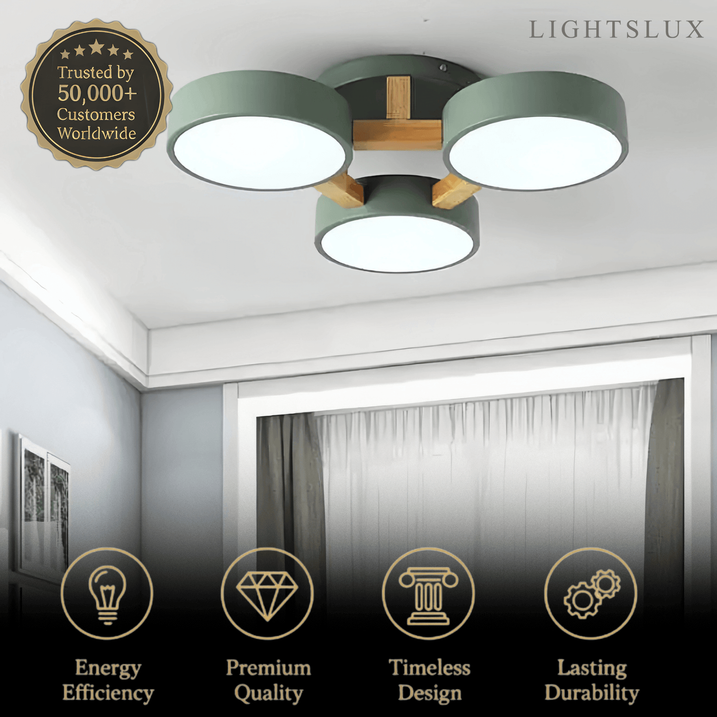 Lampe Plafond Ronde Métal | LED SMD Intégrée & Trois Têtes | Série Éclipse