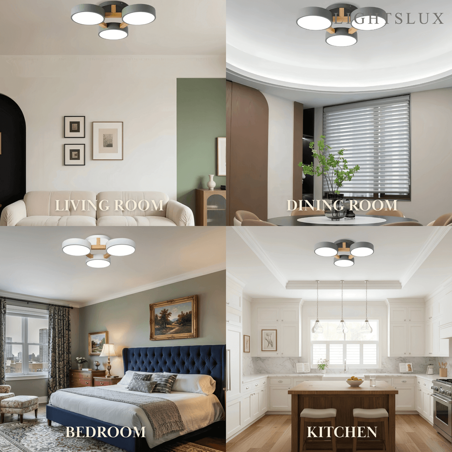 Lampe Plafond Ronde Métal | LED SMD Intégrée & Trois Têtes | Série Éclipse