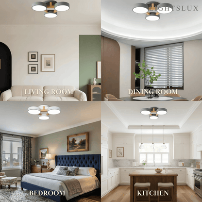 Lampe Plafond Ronde Métal | LED SMD Intégrée & Trois Têtes | Série Éclipse
