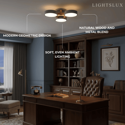 Lampe Plafond Ronde Métal | LED SMD Intégrée & Trois Têtes | Série Éclipse
