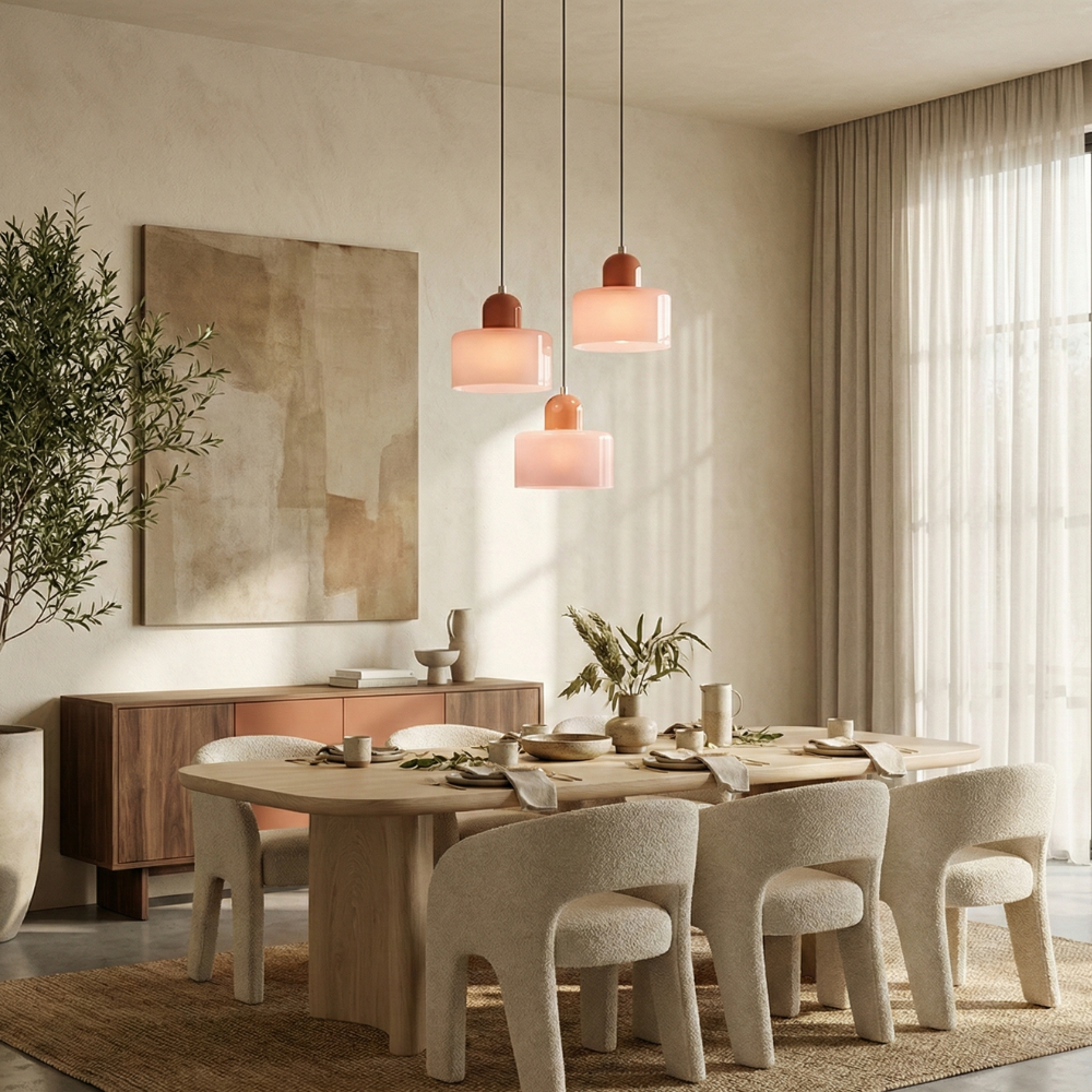 Bauhaus Suspension Verre Coloré | Hauteur Ajustable LED | Série Aurora