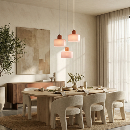 Bauhaus Suspension Verre Coloré | Hauteur Ajustable LED | Série Aurora