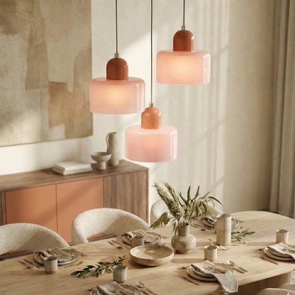 Bauhaus Suspension Verre Coloré | Hauteur Ajustable LED | Série Aurora