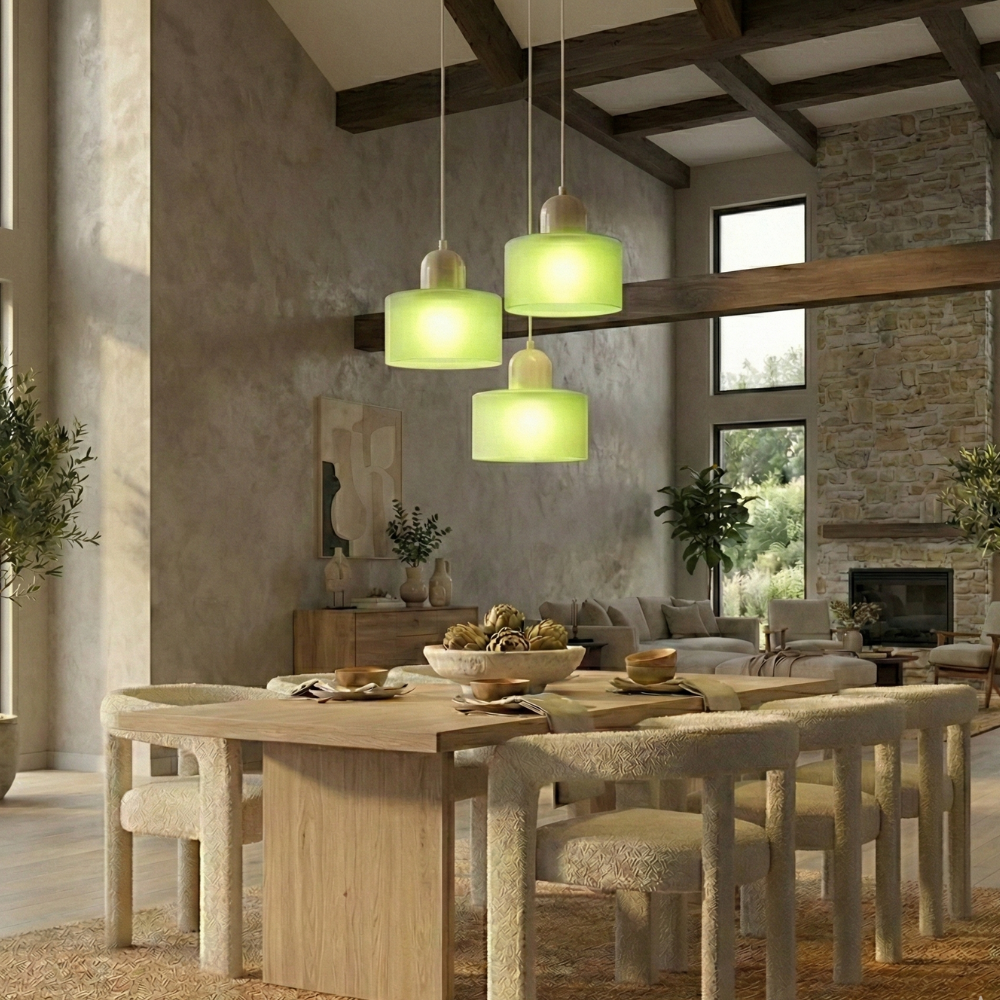 Bauhaus Suspension Verre Coloré | Hauteur Ajustable LED | Série Aurora