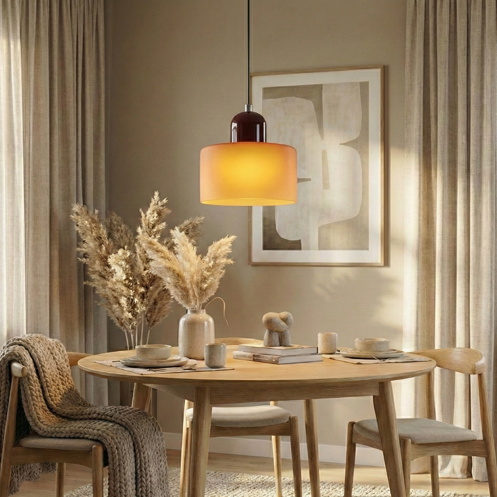 Bauhaus Suspension Verre Coloré | Hauteur Ajustable LED | Série Aurora