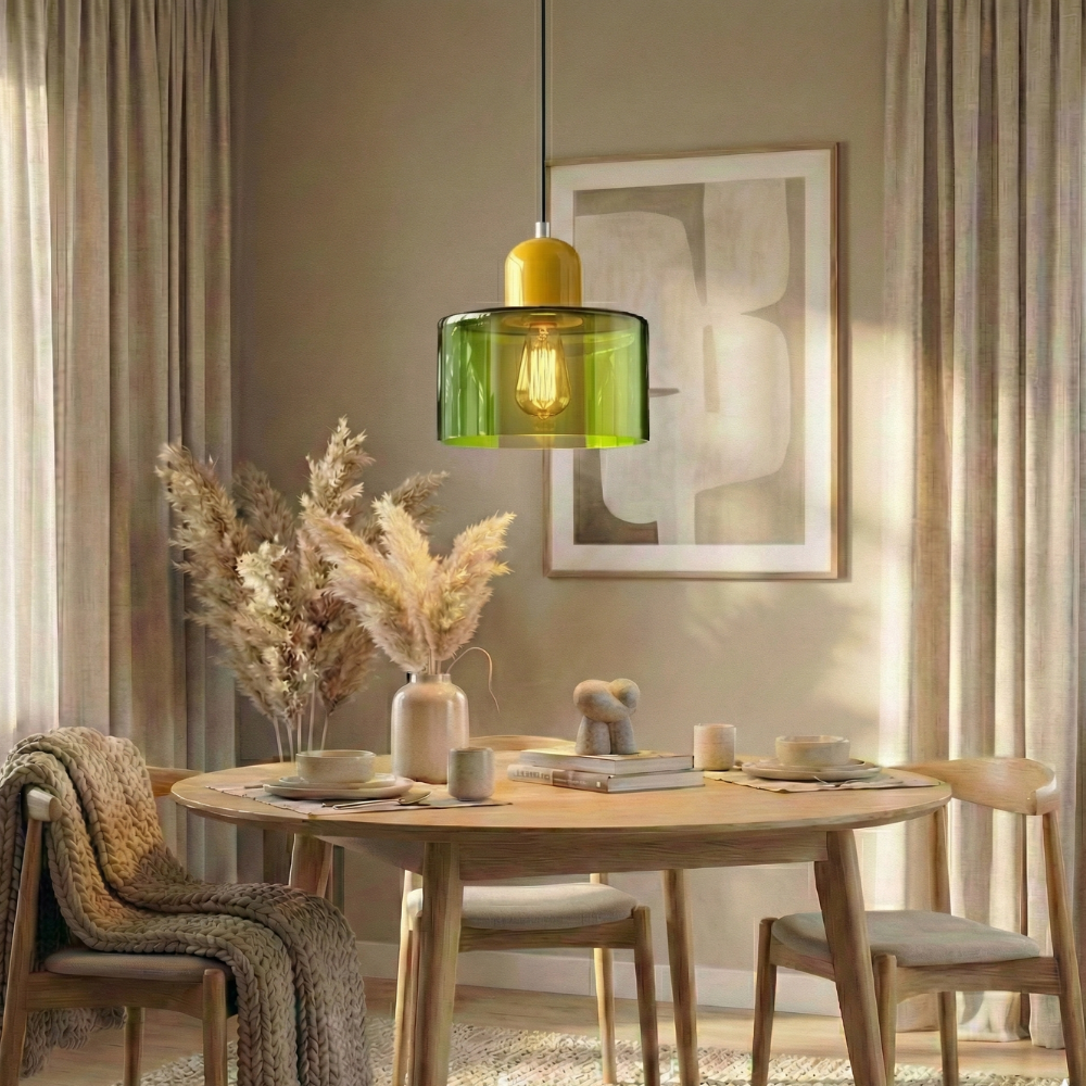 Bauhaus Suspension Verre Coloré | Hauteur Ajustable LED | Série Aurora